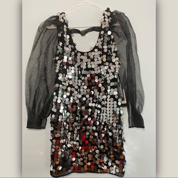Sequin sparkling sheath black and silver dress NEW - Picture 3 of 9